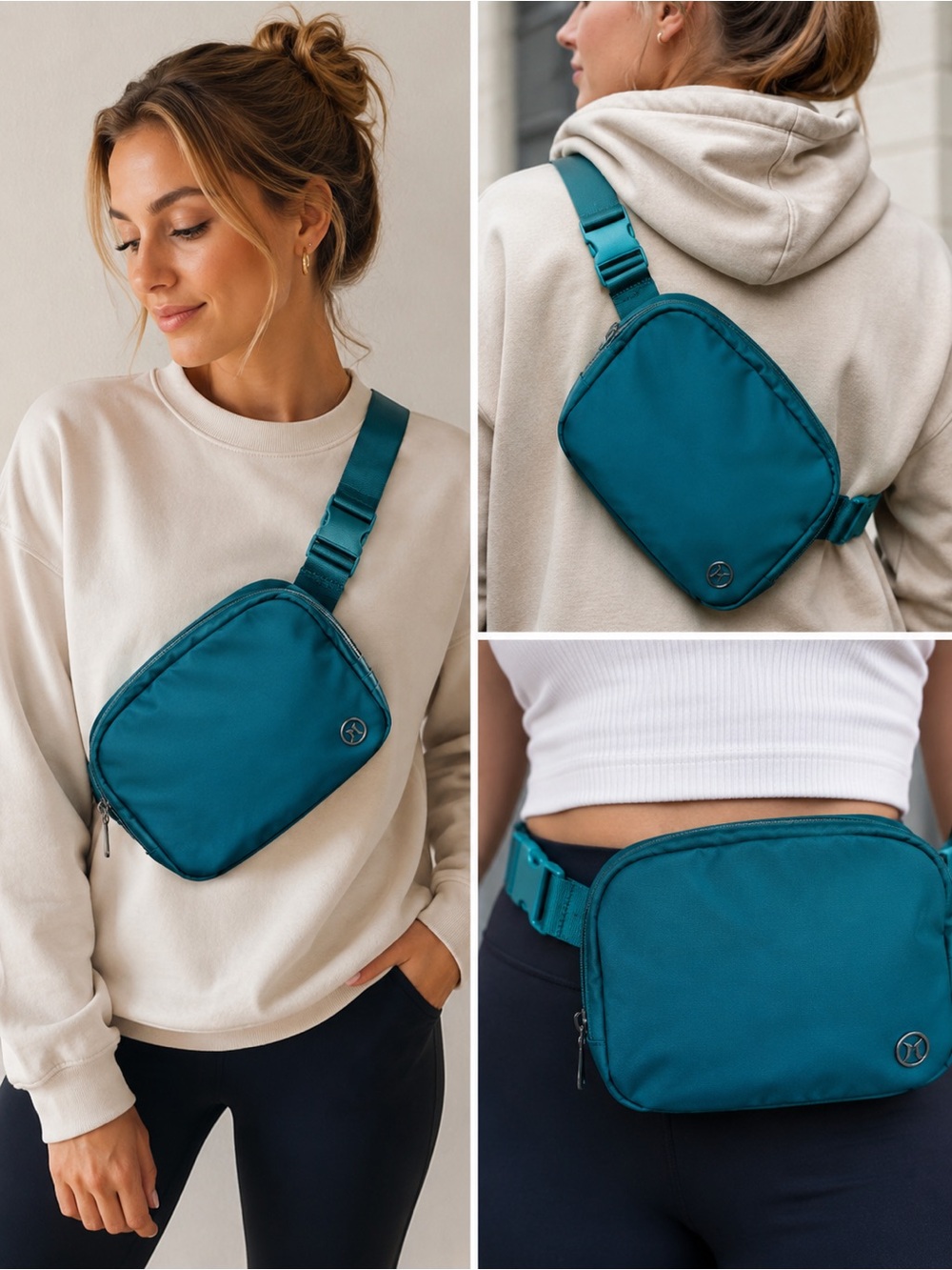 Pander Teal Belt Bag Crossbody Sling Bag Adjustable One Size